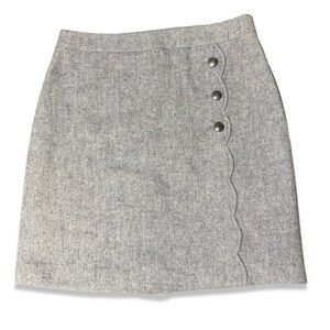 Talbots Wool blend marled subtle herringbone button detail pencil skirt preppy